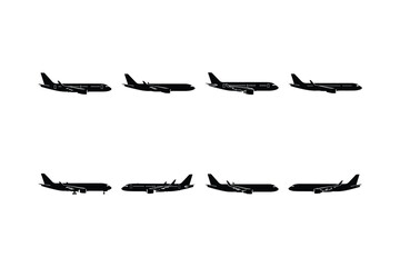 Airplane Silhouette Vector Icon Set