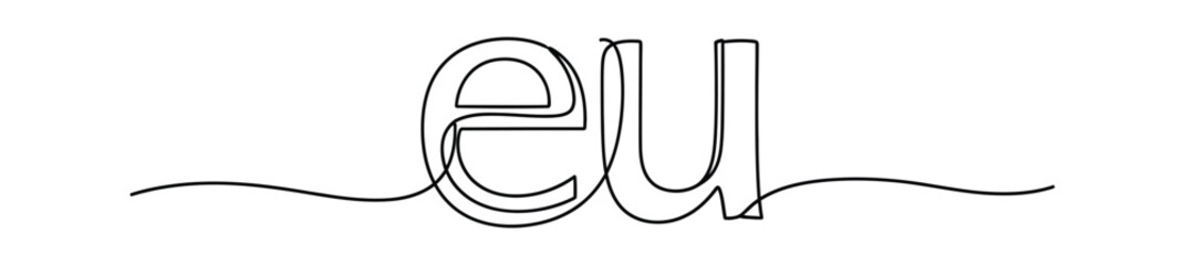 Continuous Line Art EU Letters on Transparent Background Elegant Minimalist Design