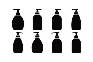 Pump Bottle Silhouette Vector Icon Set