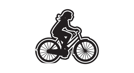 Naklejka premium ## **50. Girl riding bicycle black silhouette vector** 