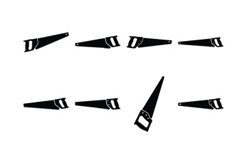 Hand Saw Silhouette Vector Icon Set