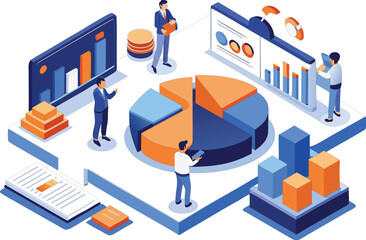 Fototapeta premium Business team analyzing data with charts and graphs on screens