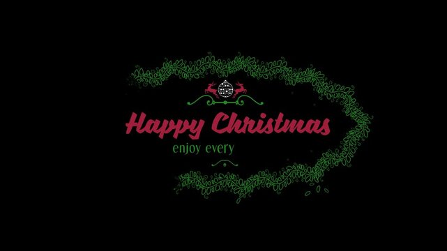 4k Animated Christmas Floral Badge on Transparent Background | Festive Christmas Floral Emblem Animation | Holiday Floral Crest Transparent Loop | Xmas Botanical Badge Motion Graphic 