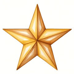 Golden five pointed star illustration with shimmering highlights