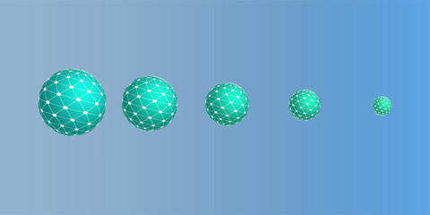 Light Blue Big Spotted, Textured 3D Globes, Balls with Round Lit Surfaces, Geometric Pattern, Futuristic Minimalist Multi Purpose Blue Wide Scale Background Design, Vector Illustration Template