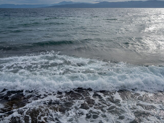 Clouds and stormy weather at Loutra Edipsou Spa resort on Evia Island in Greece