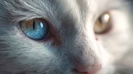 White cat close-up with blue eyes, elegant white cat portrait, blue-eyed white cat, white cat, blue eyes, close-up