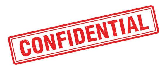Distressed Confidential Stamp with Red Ink and Double Border on White Surface