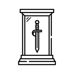 Rocking chair and flower vase on a small table isolated on home decor line art