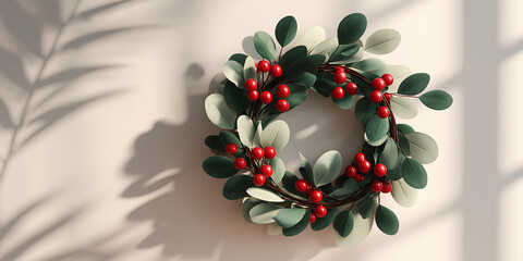 Seasonal wreath holiday decor christmas wreath red berries home decoration
