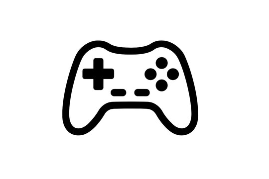 Minimalist outline icon of a modern video game controller for digital entertainment