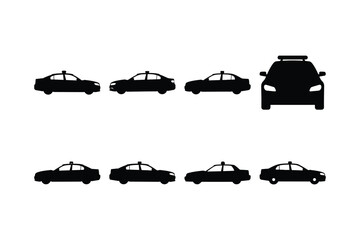 Set of Sedan Car Silhouette Icons in Solid Vector Style