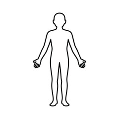 Outline of a human body standing with arms outstretched
