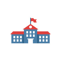 School building with red roof stands proudly against a white backdrop, symbolizing education and community with its simple, clean lines and inviting appearance.