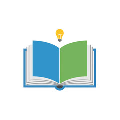 Open book with lightbulb floating above symbolizes knowledge and inspiration for learning and education in a bright and optimistic scene.