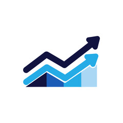 Rising arrows indicate positive growth and upward trend in business charts, symbolizing success and financial improvement.
