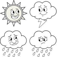 Mood-Based Weather Icons &ndash; Expressive Cloud & Sun Characters for Apps