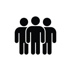 Simple black icon of three people standing together