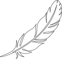 continuous line drawing of a feather, line art vector illustration