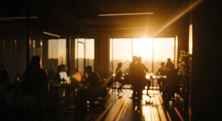 Sunset Silhouettes A Dynamic Workspace Embraced by Golden Hour Light