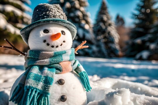 Snow-covered Christmas trees with warm lights seen through a window on a festive winter evening. - Powered by Adobe