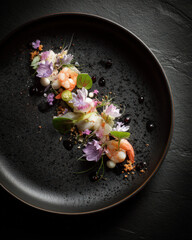 elegant minimal plated dish on a white background