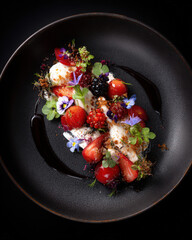 elegant minimal plated dish on a white background