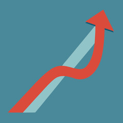 New Year Ribbon Path Creating Upward Arrow Growth Symbol Vector illustration