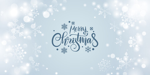 winter snowflakes background with merry christmas typography