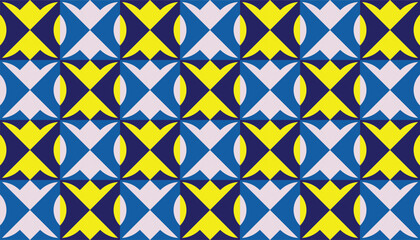 A striking geometric background showcasing repetitive star-like and cross-shaped elements. The vibrant color palette and sharp symmetry