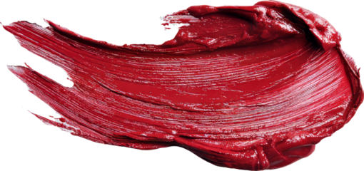 Vibrant Red Paint Stroke on White Surface with Textured Detailing and Rich Color Depth