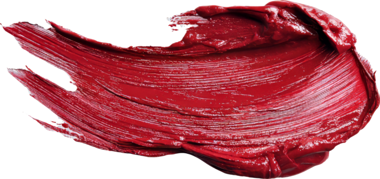 Vibrant Red Paint Stroke on White Surface with Textured Detailing and Rich Color Depth - Powered by Adobe