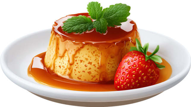 Caramel Flan pudding Dessert with Rich Golden Syrup