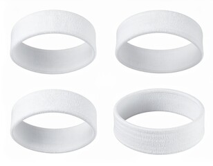 Four White Terry Cloth Headbands Arranged in a Grid Pattern on a White Background