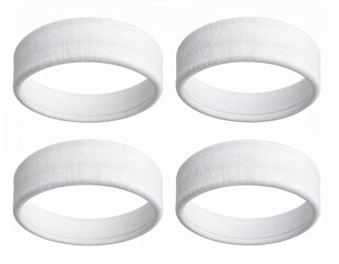 Four White Terry Cloth Headbands Arranged in a Grid Layout on a White Background