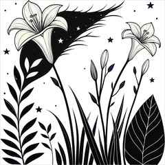 Cosmic Botanical Fusion &ndash; Surreal Space Plants & Galaxy Flowers Vector