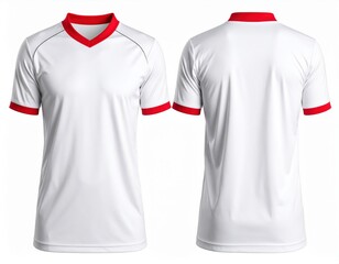 Clean White Sports Jersey with Red Accents Front and Back Views