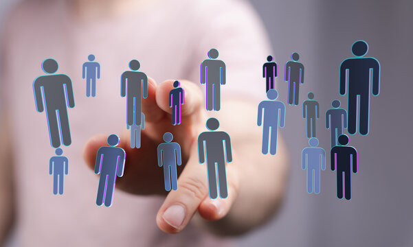 Concept of digital networking and connection with human icons. Illustrating teamwork, partnership, and social u - Powered by Adobe