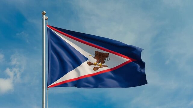 American samoa flag waving against bright sky dynamic patriotism nation state