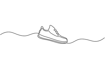 Continuous one line drawing of sneakers vector icon with minimalist shoe outline design. illustration
