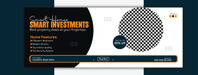 Smart homes smart investments cover template isolated on white background