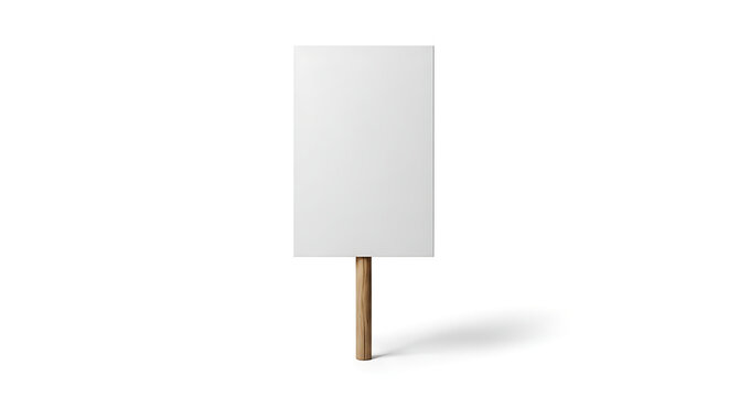 Blank handheld protest or announcement sign isolated on white. Clean template for text, branding, or campaign designs.