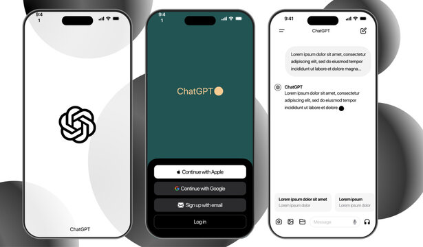ChatGPT Interface Template Set With Smartphone

