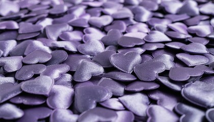 A sea of purple heart confetti, a romantic and festive background.