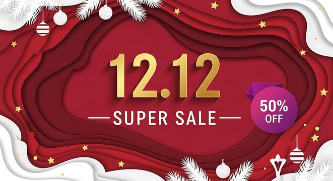1212 super sale with 50% off discount and festive decorations
