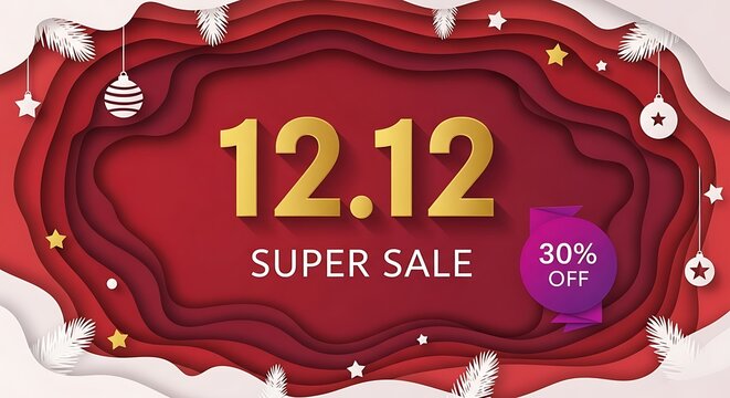 1212 super sale with 30% off discount and festive decorations