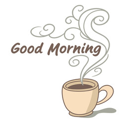 Cup of coffee with steam and 