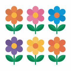 Colorful vector flower set illustration for spring and summer design