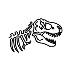 Fototapeta premium Simple outline drawing of a tyrannosaurus rex skeleton illustration, prehistoric creature, paleontology.