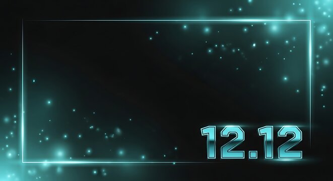 Glowing 1212 number with sparkling lights and frame
